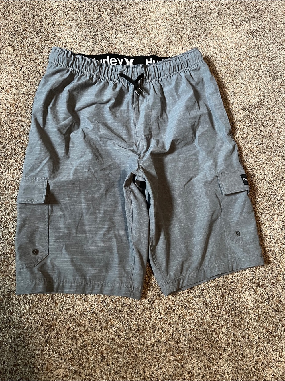 Hurley boy’s Large  Gray Cargo Shorts with Drawcord Waist